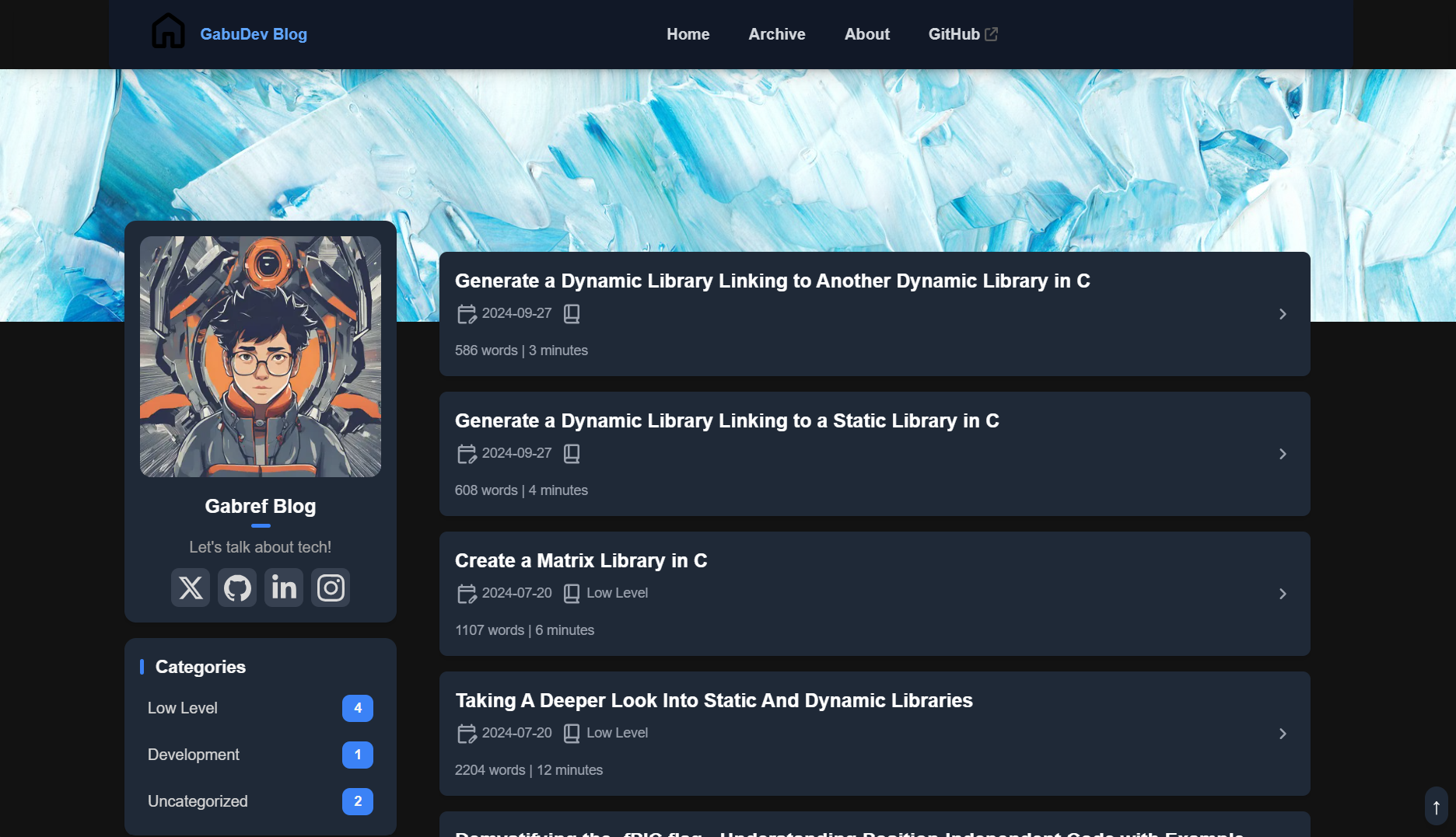 GabuDev blog website screenshot